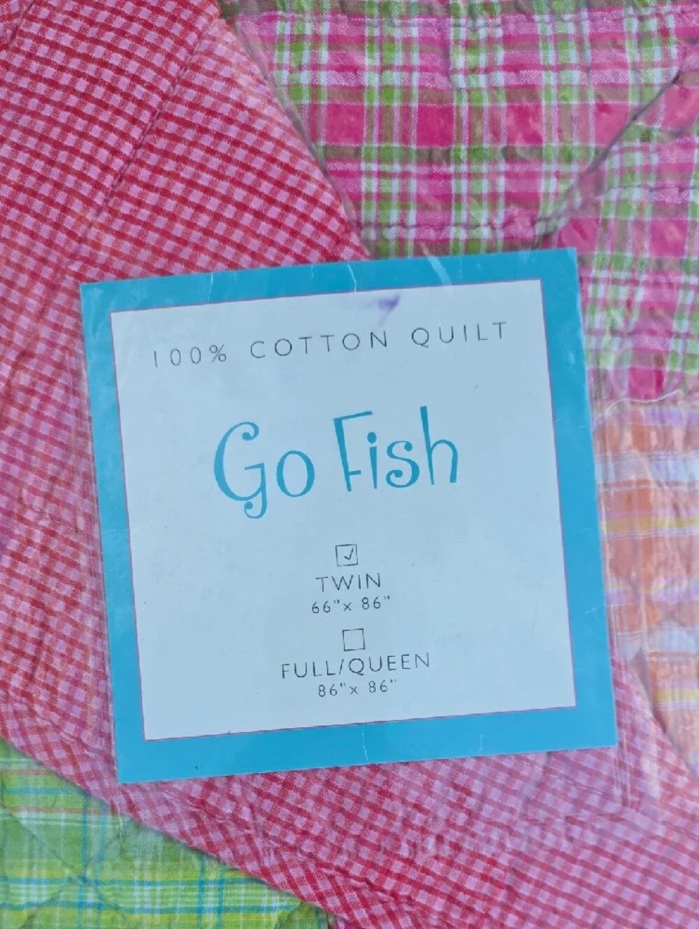 Cotton Quilt in Pink and Multicolor Plaid, Twin